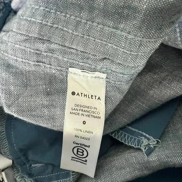 Athleta Cabo Linen Jogger Women's Blue 100% Linen Zip Pockets Size 0 - Picture 5 of 7